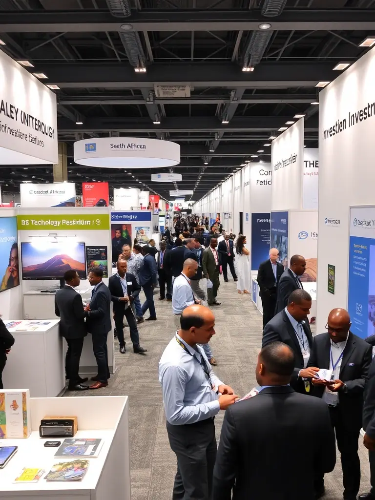 A photograph of the exhibition floor at the Pretoria Cybersecurity Forum 2021, held at the CSIR International Convention Centre.