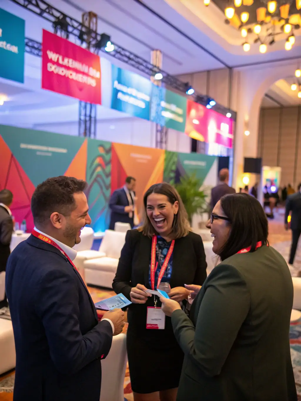 A photograph of attendees networking at the 2024 Johannesburg Tech Summit, held at the Sandton Convention Centre, South Africa.